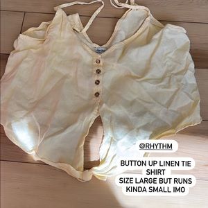 Rhythm linen shirt. Buttons and ties in front.